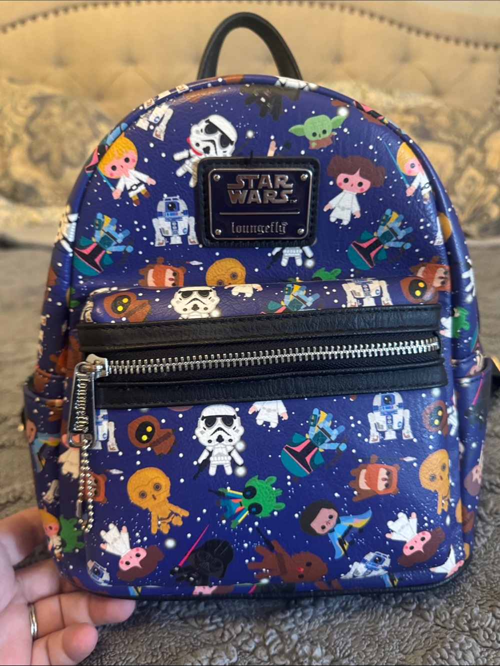 Loungefly Star Wars Kids Mini Backpack - Blue with Multicolor Characters